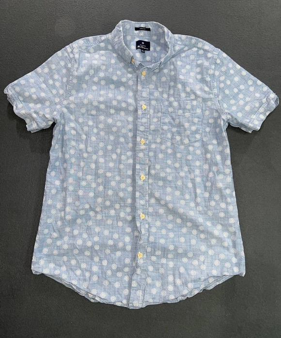Ben Sherman Other - Ben Sherman Blue/White Floral Cotton Woven Point Y2K Button-Up Shirt M A008639